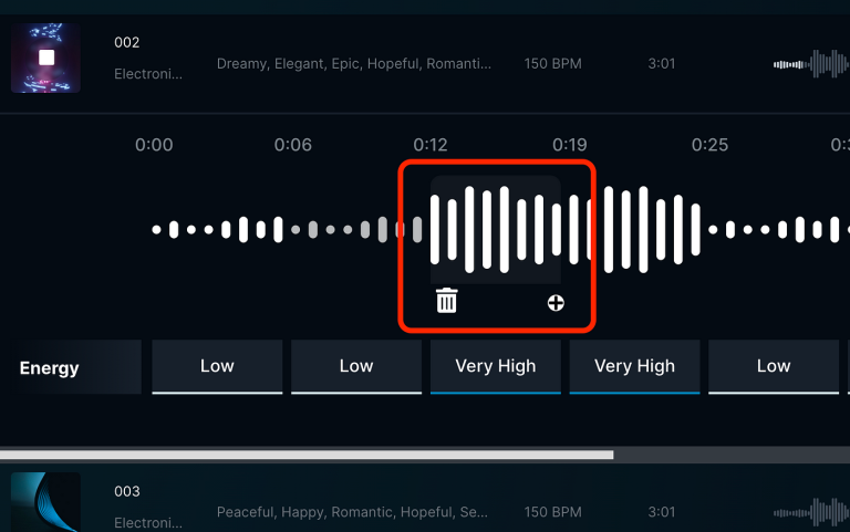 An AI software interface showing the process of generating a musical composition