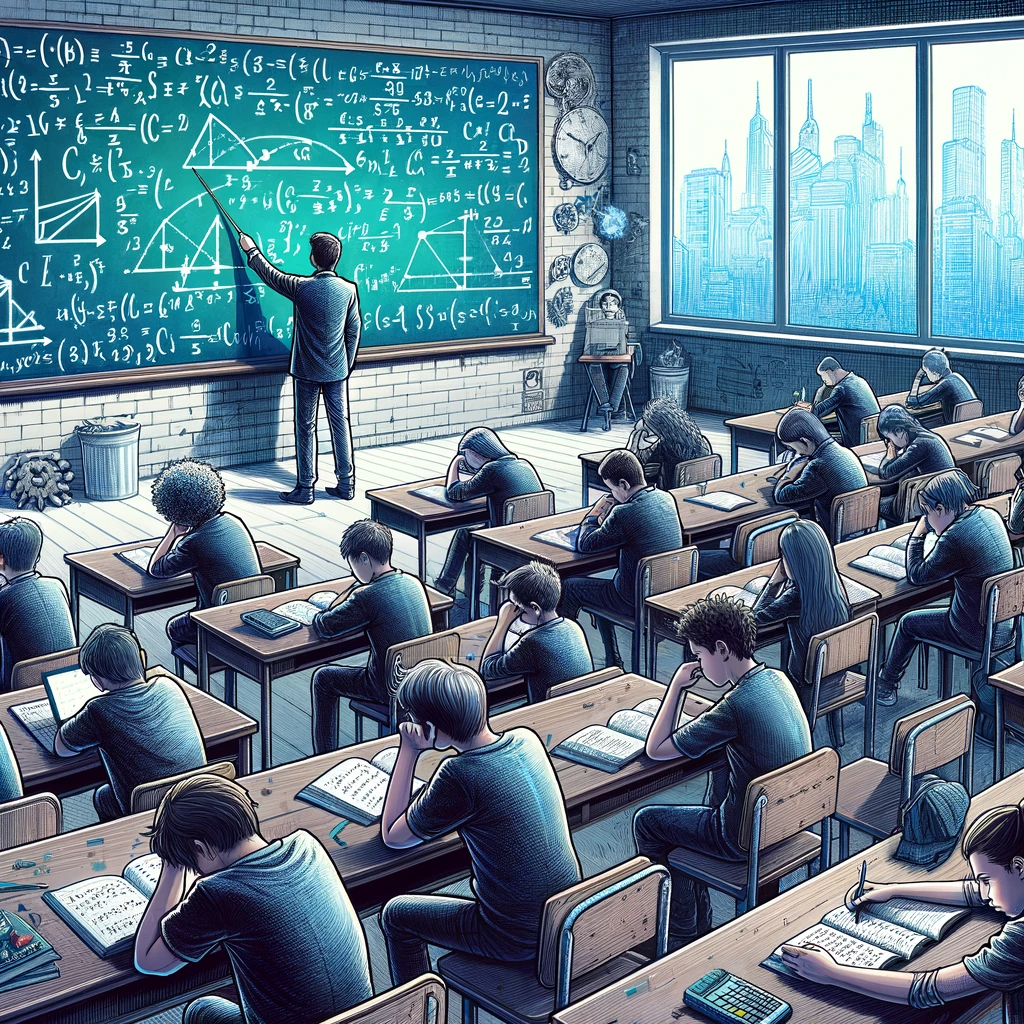 Một lớp học truyền thống đông đúc minh họa những hạn chế của hệ thống giáo dục lỗi thời